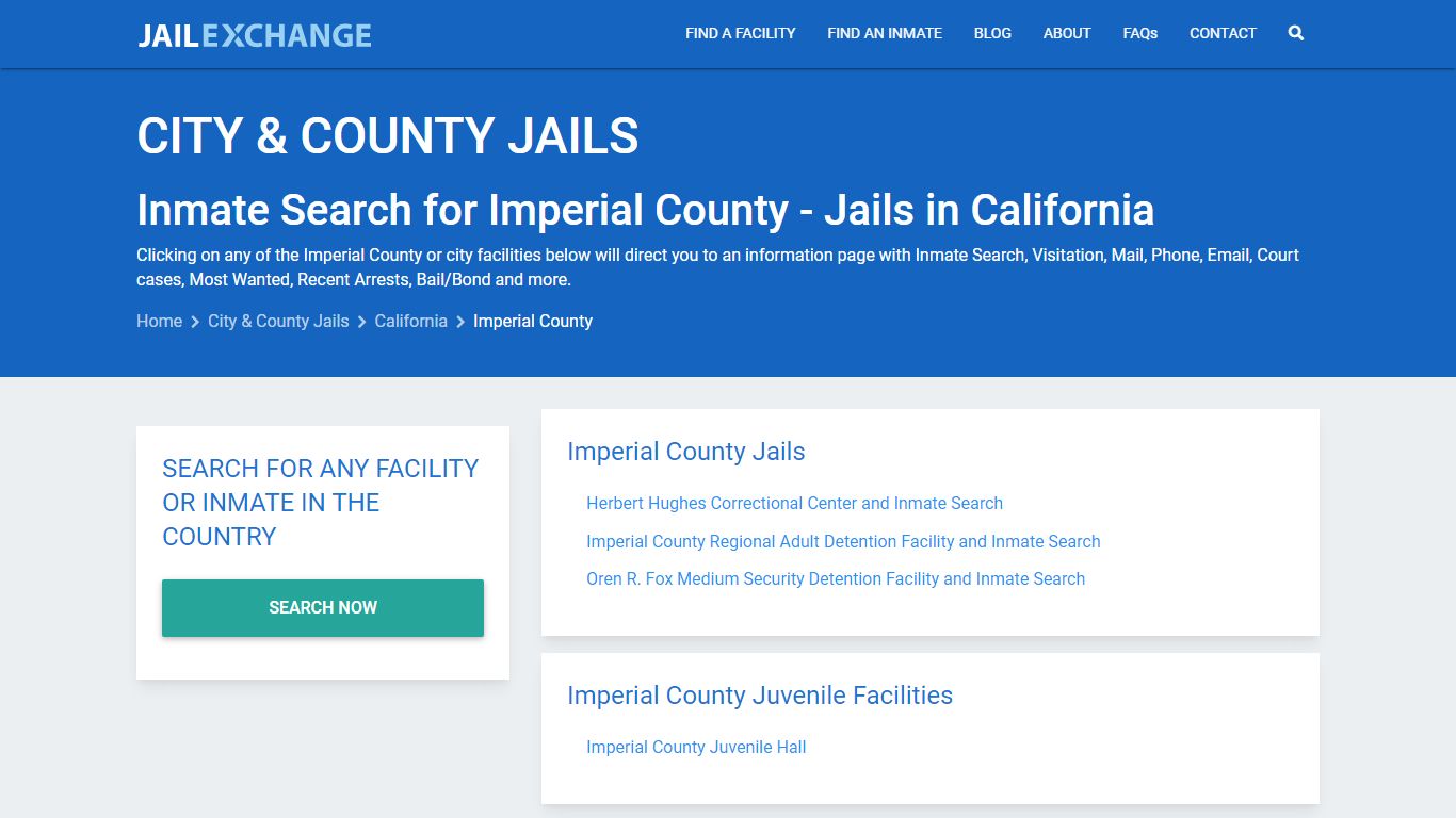 Inmate Search for Imperial County | Jails in California - Jail Exchange